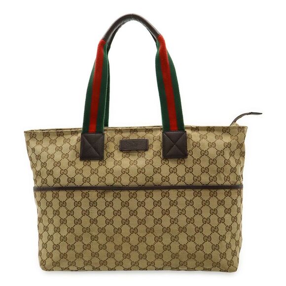 Gucci GG Canvas Leather Large Tote Bag - Picture 1 of 9